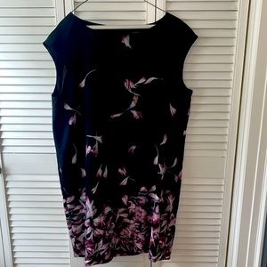 Simple black white, purple and pink straight dress, women’s size 12